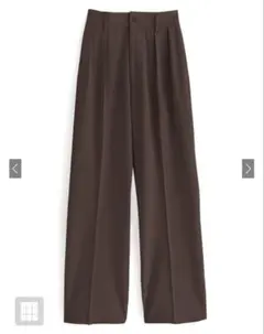 センタープレスタックワイドパンツ[ai38]ブラウンL