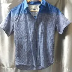 NANO UNIVERSE 青 チェック 半袖シャツ