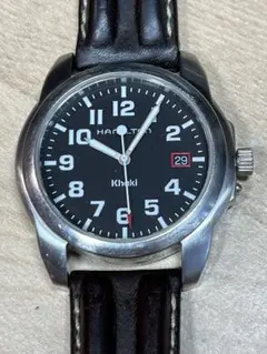 HAMILTON Khaki 6309 10ATM DAY 稼働品　訳あり Hamilton men's watch quartz Khaki black dial genuine