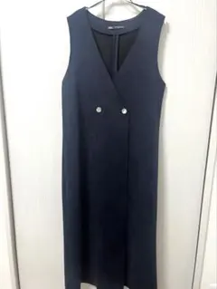 ZARA ネイビー ノースリーブ ワンピース