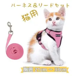 ハーネスリードセット胴体抜けない猫用小型犬用XSサイズピンク