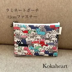 ラスト1点☆使い易いサイズ☆12cm☆ラミネートポーチ☆サニタリーポーチ☆猫