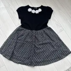 BeBeフラワーモチーフ 半袖ワンピース 130cm