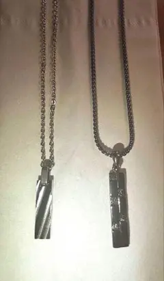 シルバー ストライプペンダントネックレス2点セット