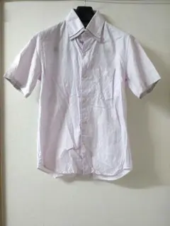 コムサ　COMME CA ISM　薄いピンク ボタンダウン 半袖シャツ　S