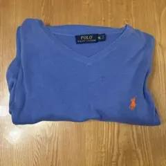 POLO RALPH LAUREN Vネックニット ブルー XL