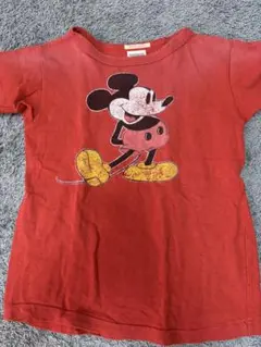 デニム&ダンガリー ミッキー　半袖Tシャツ S-MEDIUM 120cm 赤