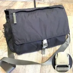 本物☆プラダ スポーツ キャンバス ショルダーバッグ リネアロッサ 
