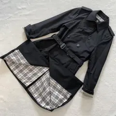 バーバリーブラックレーベル　トレンチコート　　ノバチェック　ベルト　黒　XL