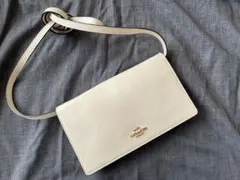 【美品】COACH アイボリー スマホショルダーバッグ