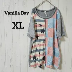 Vanilla Bay【XL】パッチワーク 星柄 Tシャツ 半袖 U.S.A製