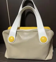 お値下げ新品キタムラのグレージュと山吹色のミニボストン風バック 軽量