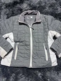 archive FILA グレー ホワイト ナイロン　中綿キルティングジャケット