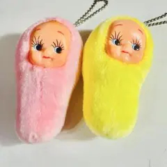 [美品】たらこキューピー ボールチェーンマスコット キーホルダー２個セットレトロ