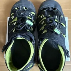KEEN 20cm クライミングシューズ 黒/緑 ほつれあり