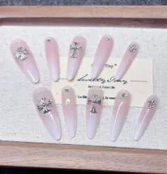 ネイルチップオーダー現品 韓国 量産型ネイル 地雷系 サブカル 天使界隈XS