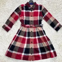 極美品 ブルーレーベルクレストブリッジ Ａライン ワンピース ノバチェック