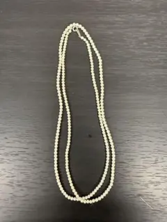 ★上品パール調2連ネックレス★約100cm 3mm珠 エレガントアクセ♪