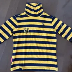 ルコック　タートルネックシャツ 黒or濃紺と黄色のストライプ