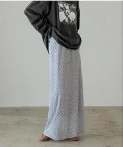 新品タグ付き LOWRYSFARM シアーチェックスカート ブルー