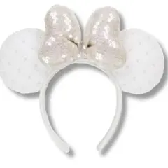 ミニーマウス カチューシャ ホワイト レザー風