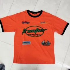 オレンジ 半袖 Tシャツ 刺繍デザインのサムネイル