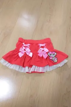 EARTHMAGIC 赤 リボンスカートパンツ 80〜90サイズ