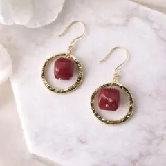 1点作品☆ 枠カーネリアンピアス イヤリングに変更可能☺︎ - メルカリ