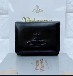 【高級感✨新作】新品 ヴィヴィアン・ウエストウッド 三つ折財布 ブラック