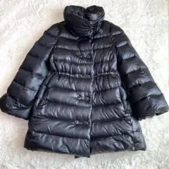 ザラウーマン ZARA ロングダウン くびれ Aライン ショールカラー 黒