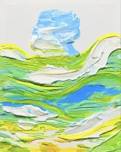 夏の海空金運開運手書きアクリル絵の具アート虹の空絵画ガラス絵の具富士山犬猫龍