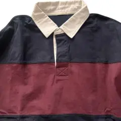 長袖ポロシャツ ネイビー バーガンディ
