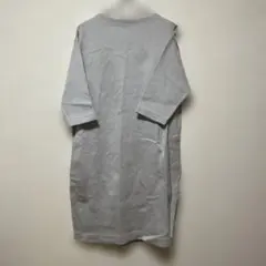【美品】グレー 五分袖 カットソーワンピース　Lサイズ　ポケット付き