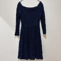 Leo Rosi レオロージ 総レース ワンピース ネイビー S 結婚式お呼ばれ