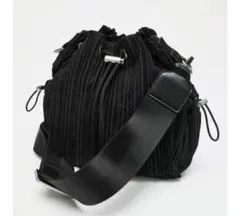 ZARA プリーツ巾着バッグ 黒 完売品