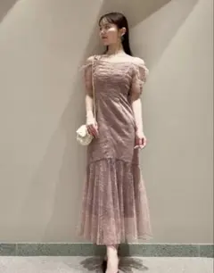 SNIDEL スナイデル　ギャザードレープレースドレス