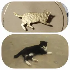 真鍮ブローチ ネコ ごろごろ