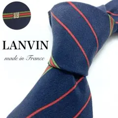 【極美品】LANVIN ネクタイ 綺麗め ストライプ ロゴ 希少品 フランス