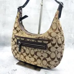 極美品COACHコーチホーボーワンショルダーバッグキャンバス肩がけハンドバッグ