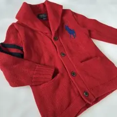美品　ポロ　ラルフローレン RalphLauren ニットジャケット 110 赤