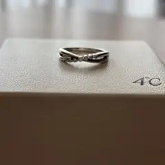 【美品/10号】4°C シルバー ツイストデザイン リング