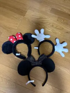 ミニーマウス・ミッキーマウス カチューシャ 3点セット