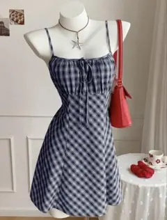 SHEIN キャミソールワンピース　キャミワンピース ブルーネイビー
