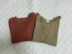 リブ編み長袖Tシャツ2枚セット 90cm