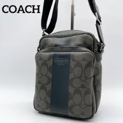 良品✨【コーチ】ショルダーバッグ ヘリテージ シグネチャー グレー ネイビー 黒