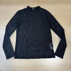 ザラ　ブラック黒 ストレッチ　花柄　レース 長袖 トップス