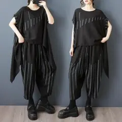 大きいサイズ セットアップ　イレギュラー　トップス　レディース 春夏　 半袖