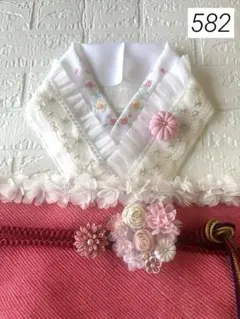 刺繍レース重ね衿　フリル付きレース半衿　刺繍半衿　フラワー帯飾り　正絹帯締め　他
