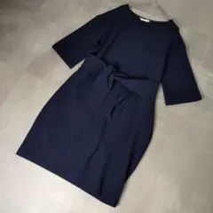 DAMA collection ネイビー ワンピース　七分袖　9号　紺