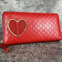 GUCCI ラブリーハート GGキャンバス 長財布 メタリックレッド - メルカリ